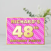 48e verjaardag van de opstand - vuurroze harten en folie uitnodiging (Staand Voorkant)