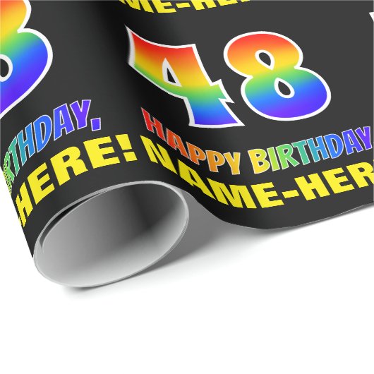 48e verjaardag: Vet, Vun, eenvoudig, regenboog 48 Cadeaupapier (Rol Hoek)