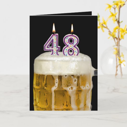 48e verjaardag zwarte bier kaart (Gele Bloem)