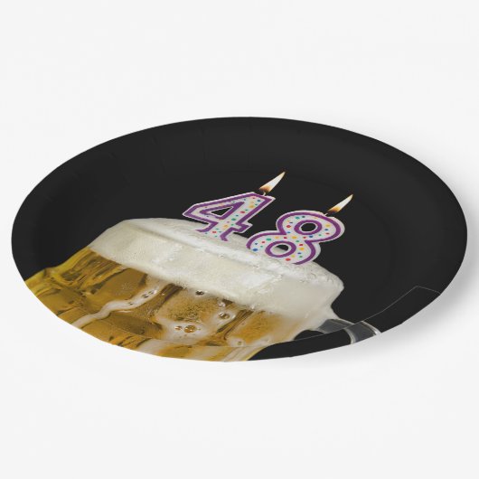 48e verjaardagsbier op zwart papier Bord (Gekanteld)