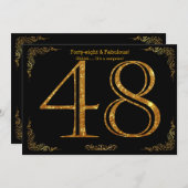 48e Verjaardagsfeest, Gatsby stijl, zwart goud gli Kaart (Voorkant / Achterkant)