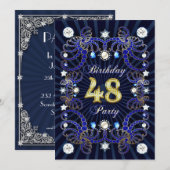 48e verjaardagsfeest met massa's juwelen kaart (Voorkant / Achterkant)