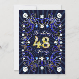 48e verjaardagsfeest met massa's juwelen kaart