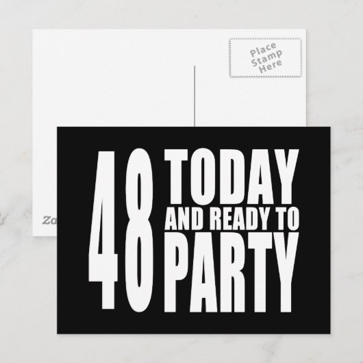 48e verjaardagsfeestjes: 48 Vandaag & Klaar om te Uitnodiging Briefkaart (Voorkant / Achterkant)