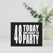 48e verjaardagsfeestjes: 48 Vandaag & Klaar om te  Uitnodiging Briefkaart (Staand voorkant)
