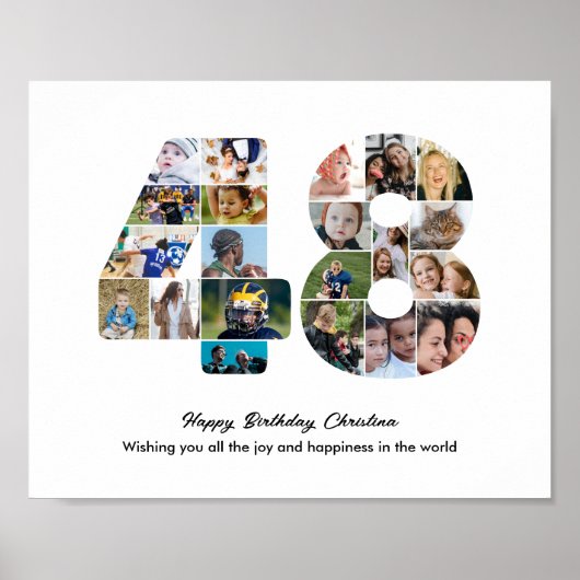 48e verpartij Cijfer 48 Fotocollage Poster (Voorkant)