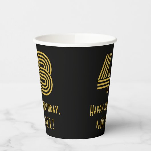48ste verjaardag: Art Deco Geïnspireerde look "48" Papieren Bekers (Links)