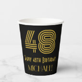 48ste verjaardag: Art Deco Geïnspireerde look "48" Papieren Bekers (Voorkant)