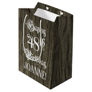 48ste verjaardag: Fancy, namaak houten uitzicht + Medium Cadeauzakje