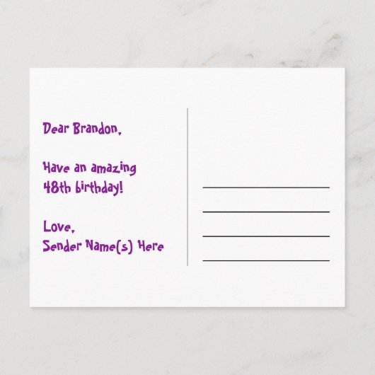 48ste verjaardag: Fun Stars Pattern, Rainbow 48, N Briefkaart (Achterkant)