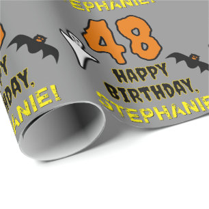 48ste verjaardag: griezelig Halloween-thema, aange Cadeaupapier