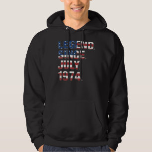 48ste verjaardag legende sinds juli 1974 Vlag 48 Y Hoodie