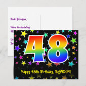 48ste verjaardag: leuk sterrenpatroon, regenboog 4 briefkaart (Voorkant / Achterkant)