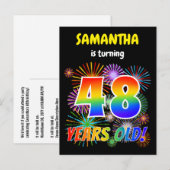 48ste verjaardag - Leuk vuurwerk, Regenboog look " Briefkaart (Voorkant / Achterkant)