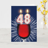 48ste Verjaardag met wijn en kaarsen Kaart (Gele Bloem)