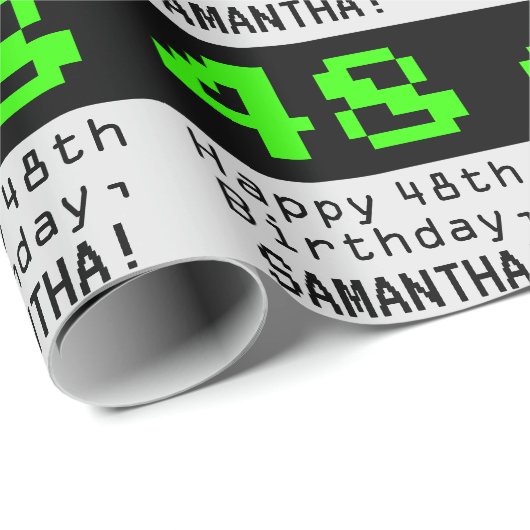 48ste verjaardag - Nerdy / Geeky stijl "48" en naa Cadeaupapier (Rol Hoek)