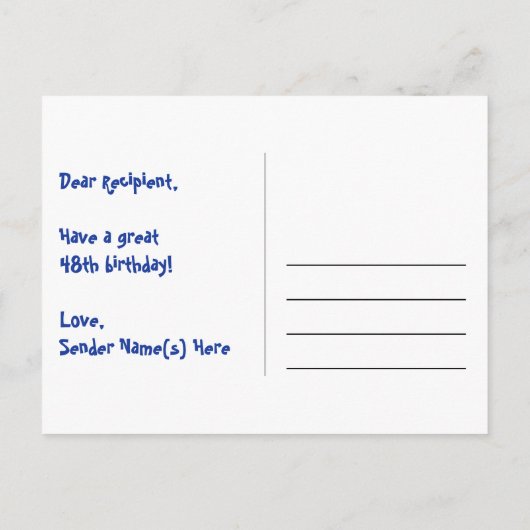 48ste verjaardag: Roze strepen & harten, Regenboog Briefkaart (Achterkant)