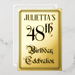48ste verjaardagsfeest — Elegant script + aangepas Folie Uitnodiging