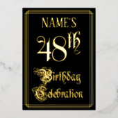 48ste verjaardagsfeest — Fantasievol script & Aang Folie Uitnodiging (Voorkant)