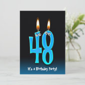 48ste verjaardagsfeestje uitnodigen kaart (Staand voorkant)