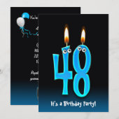 48ste verjaardagsfeestje uitnodigen kaart (Voorkant / Achterkant)