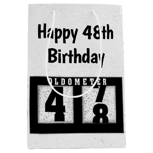48th Birthday Black Odometer Medium Cadeauzakje (Voorkant)
