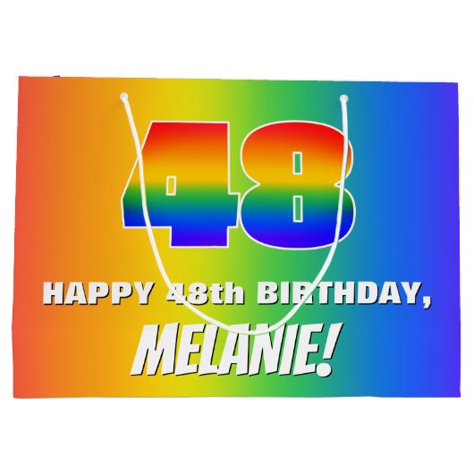 48th Birthday: Colorful, Fun Rainbow Pattern # 48 Groot Cadeauzakje (Achterkant)
