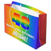 48th Birthday: Colorful, Fun Rainbow Pattern # 48 Groot Cadeauzakje (Achterkant Gekanteld)