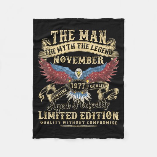 48th Birthday November 1977 Men Funny 48 Years Old Fleece Deken (Voorkant)