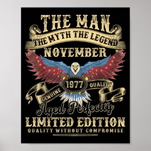 48th Birthday November 1977 Men Funny 48 Years Old Poster (Voorkant)