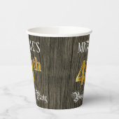 48th Birthday Party — Faux Gold & Faux Wood Looks Papieren Bekers (Links)