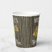 48th Birthday Party — Faux Gold & Faux Wood Looks Papieren Bekers (Rechts)