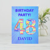 48th Birthday Party Invitation Voeg een naam toe Kaart (Staand voorkant)