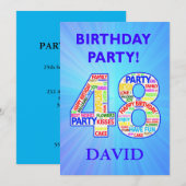 48th Birthday Party Invitation Voeg een naam toe Kaart (Voorkant / Achterkant)