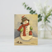 4905 Snowman & Birdhouse Kerstmis Feestdagenkaart (Staand voorkant)