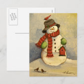 4905 Snowman & Birdhouse Kerstmis Feestdagenkaart (Voorkant / Achterkant)