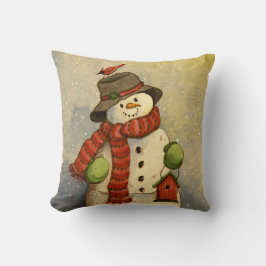 4905 Snowman & Birdhouse Kerstmis Kussen