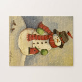 4905 Snowman & Birdhouse Kerstmis Legpuzzel (Horizontaal)
