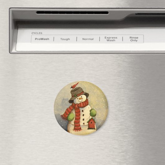 4905 Snowman & Birdhouse Kerstmis Magneet (Insitu (Vaatwasser))