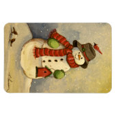 4905 Snowman & Birdhouse Kerstmis Magneet (Horizontaal)