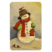 4905 Snowman & Birdhouse Kerstmis Magneet (Verticaal)