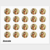 4905 Snowman & Birdhouse Kerstmis Ronde Sticker (Vel)