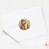4905 Snowman & Birdhouse Kerstmis Ronde Sticker (Envelop)
