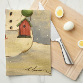 4905 Snowman & Birdhouse Kerstmis Theedoek (Quarter Fold)