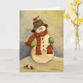 4905 Snowman & Birdhouse-vogeldagkaart Kaart (Gele Bloem)