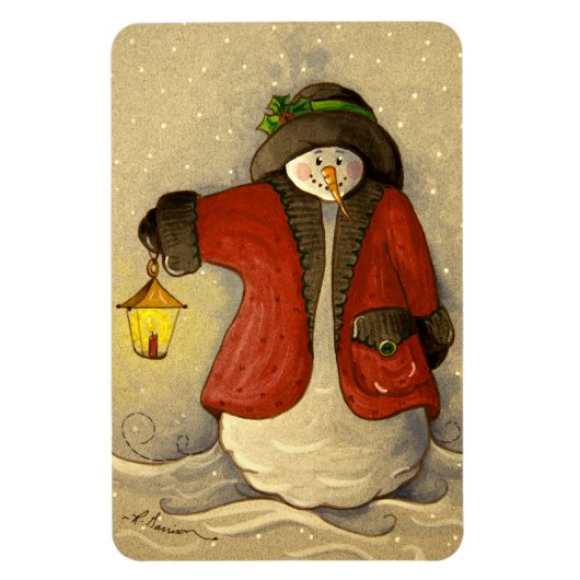 4910 Snowman & Lantern Kerstmis Magneet (Verticaal)