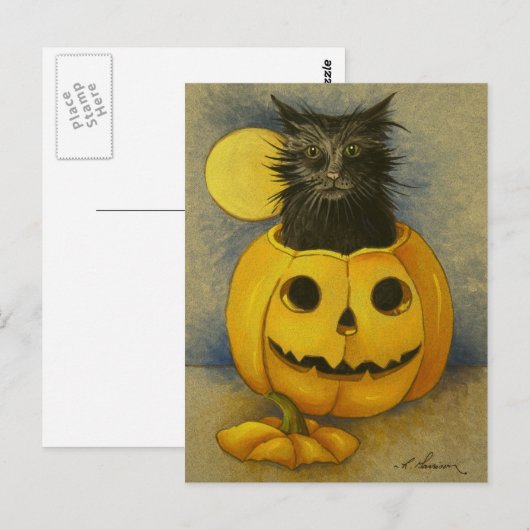 4919 Zwart Magisch Kat Briefkaart (Voorkant / Achterkant)