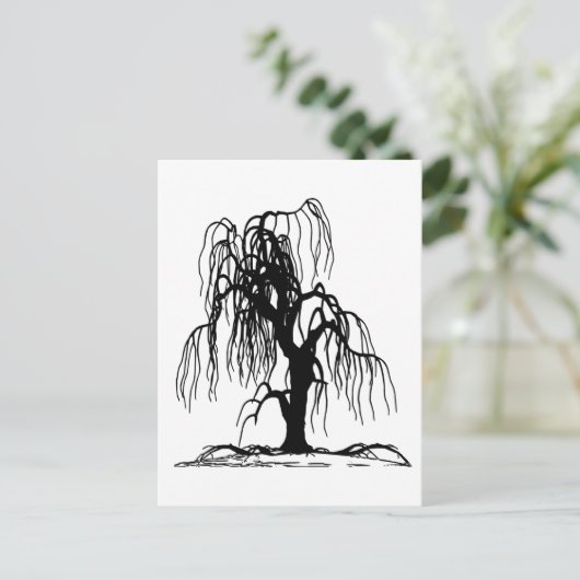 4920 SCARY WEEPING WILLOW TREE BLACK SILHOUETTE GR BRIEFKAART (Staand voorkant)
