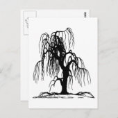 4920 SCARY WEEPING WILLOW TREE BLACK SILHOUETTE GR BRIEFKAART (Voorkant / Achterkant)