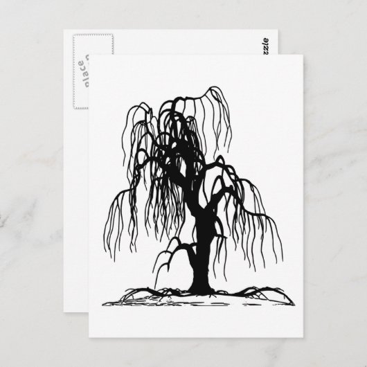 4920 SCARY WEEPING WILLOW TREE BLACK SILHOUETTE GR BRIEFKAART (Voorkant / Achterkant)